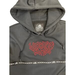 Lurking Class Chain Link Print Embroidered Spell out Logo Hoodie Black Large